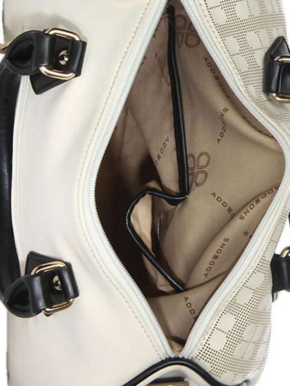 white leatherette cutwork handbag - 12522675 - Standard Image - 2