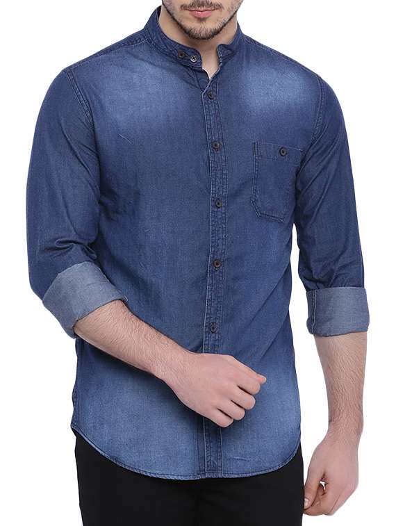 dark blue denim casual shirt