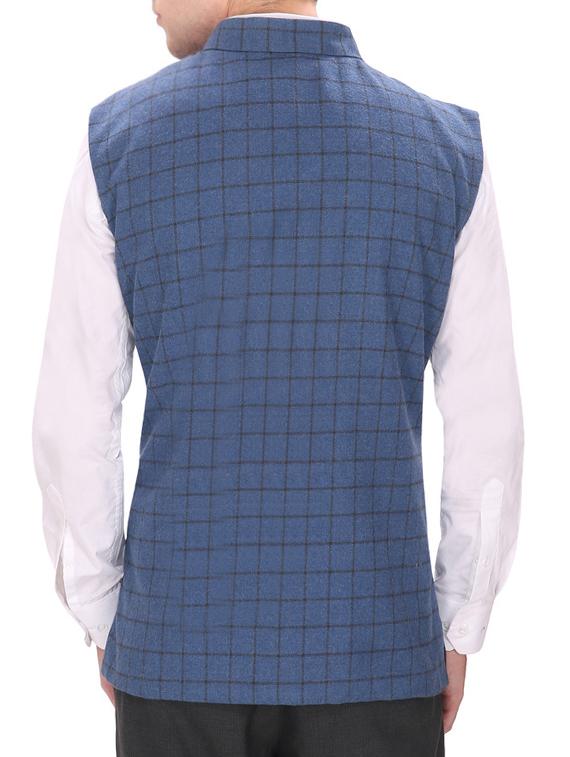 blue cotton nehru jacket - 12541365 - Standard Image - 2