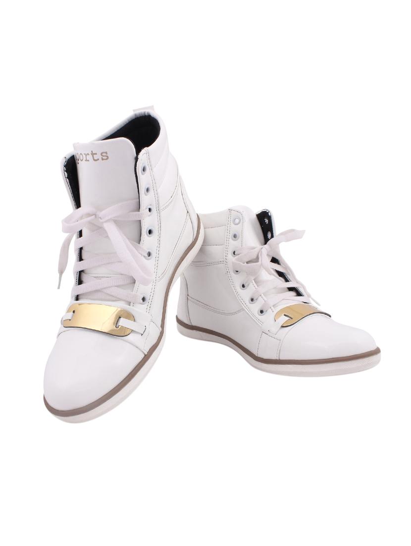white synthetic lace up sneakers - 12553566 - Standard Image - 2