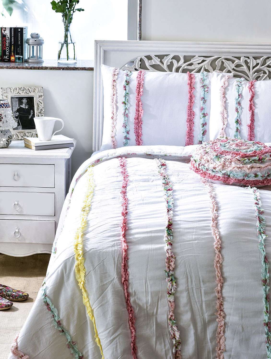 multicolored stripes quilt set