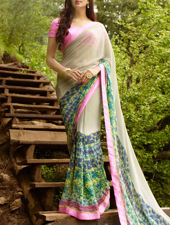 multi colored georgette saree