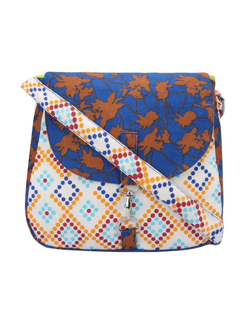 multi canvas floral printed sling bag