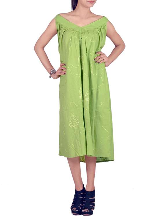 green cotton dress