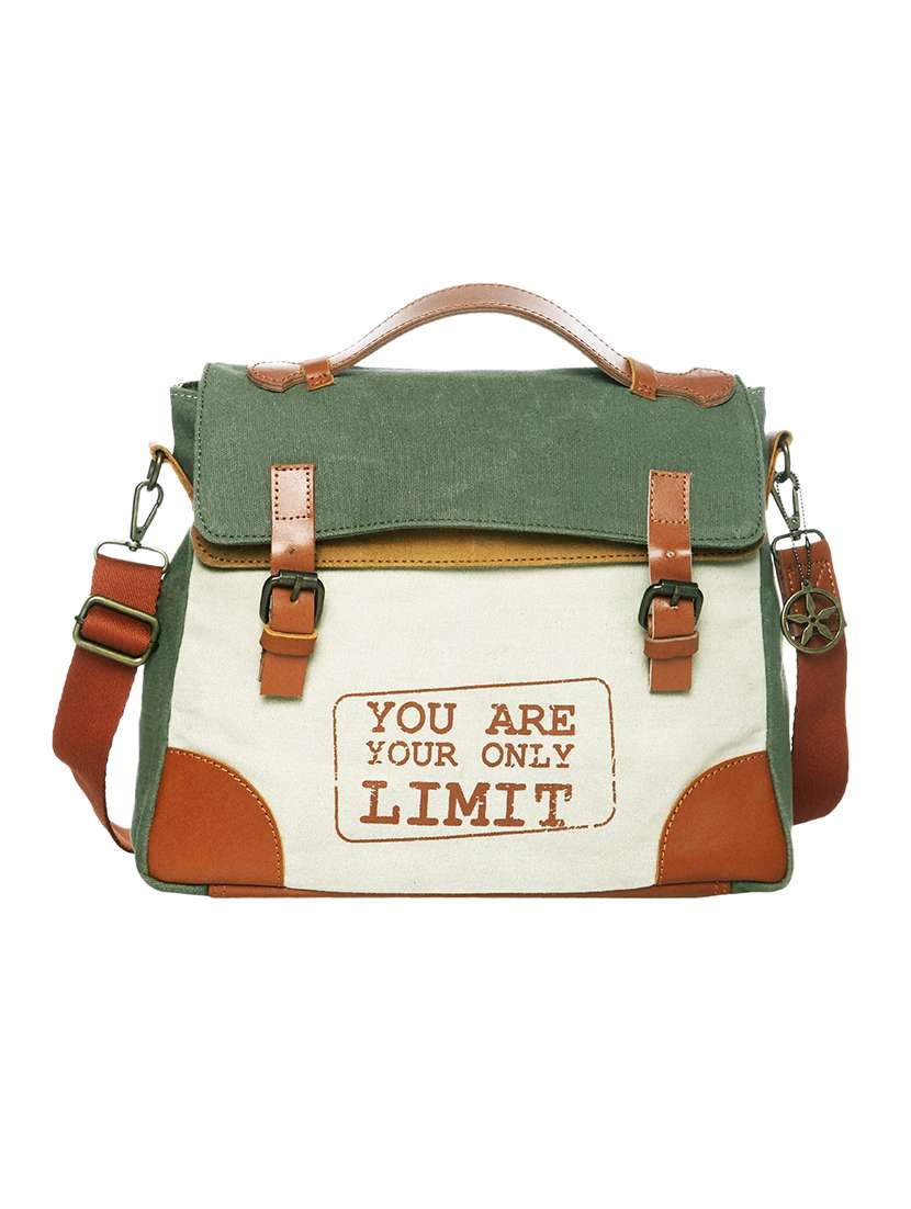 multi canvas printed satchel