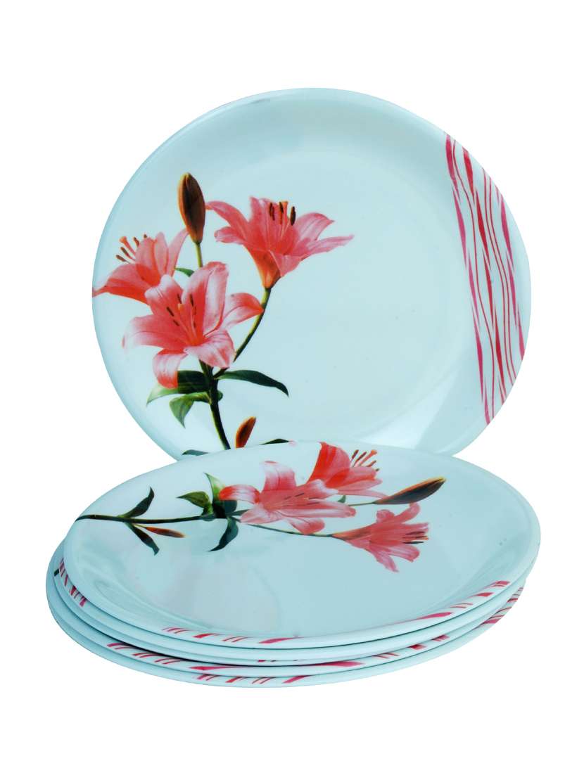 set of 6 kjaggs half plate floral print -melamine