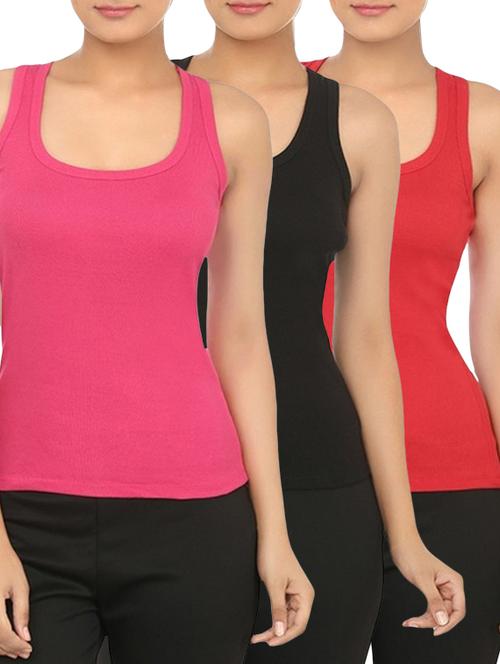 set of 3 multicolored cotton camisole - 12576852 - Standard Image - 0