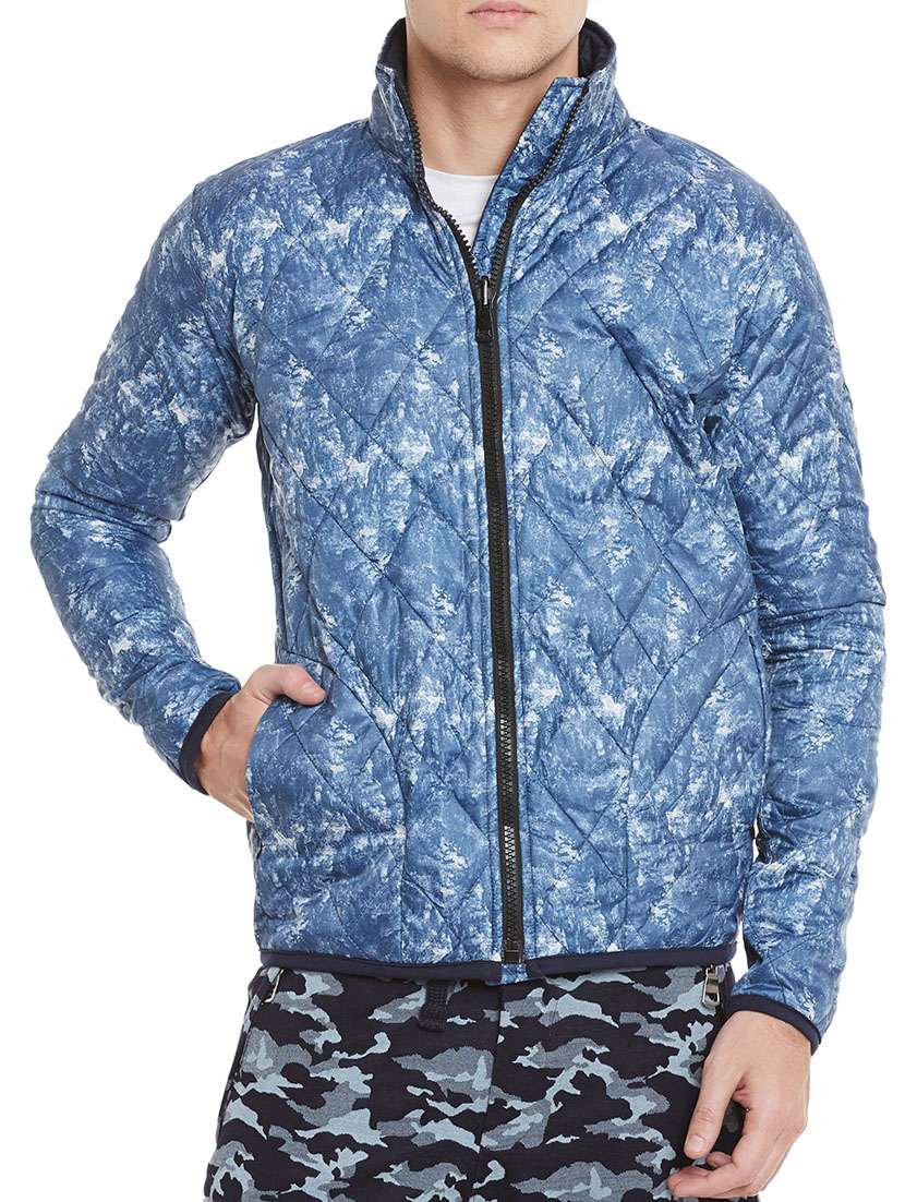 blue polyester puffer jacket