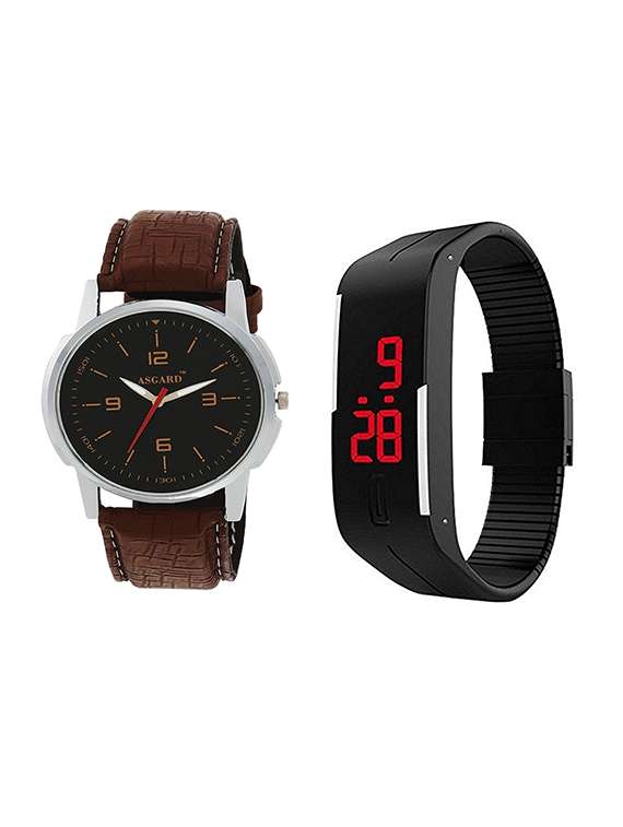 set of 2 analog & digital watch combo