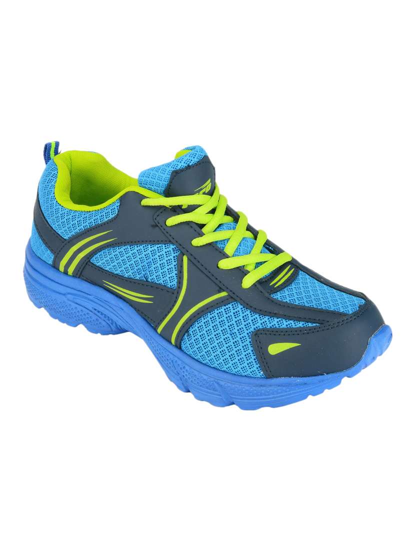 blue faux leather sport shoes