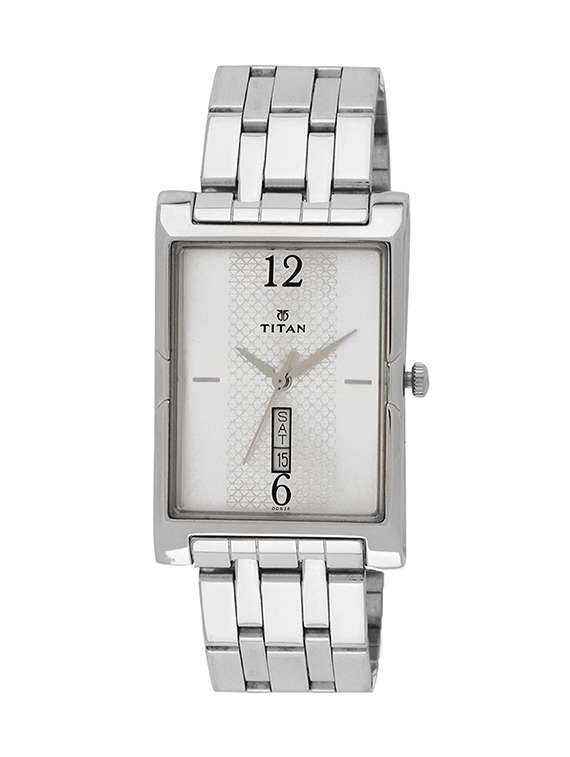 titan karishma analog white dial men's watch -1641sm01