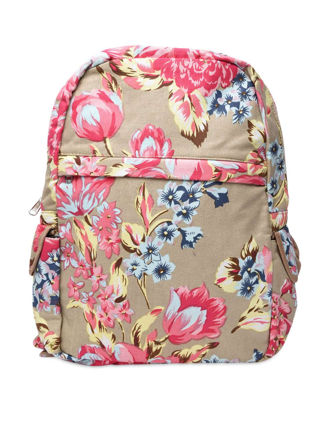 multicoloured cotton canvas printed backpack