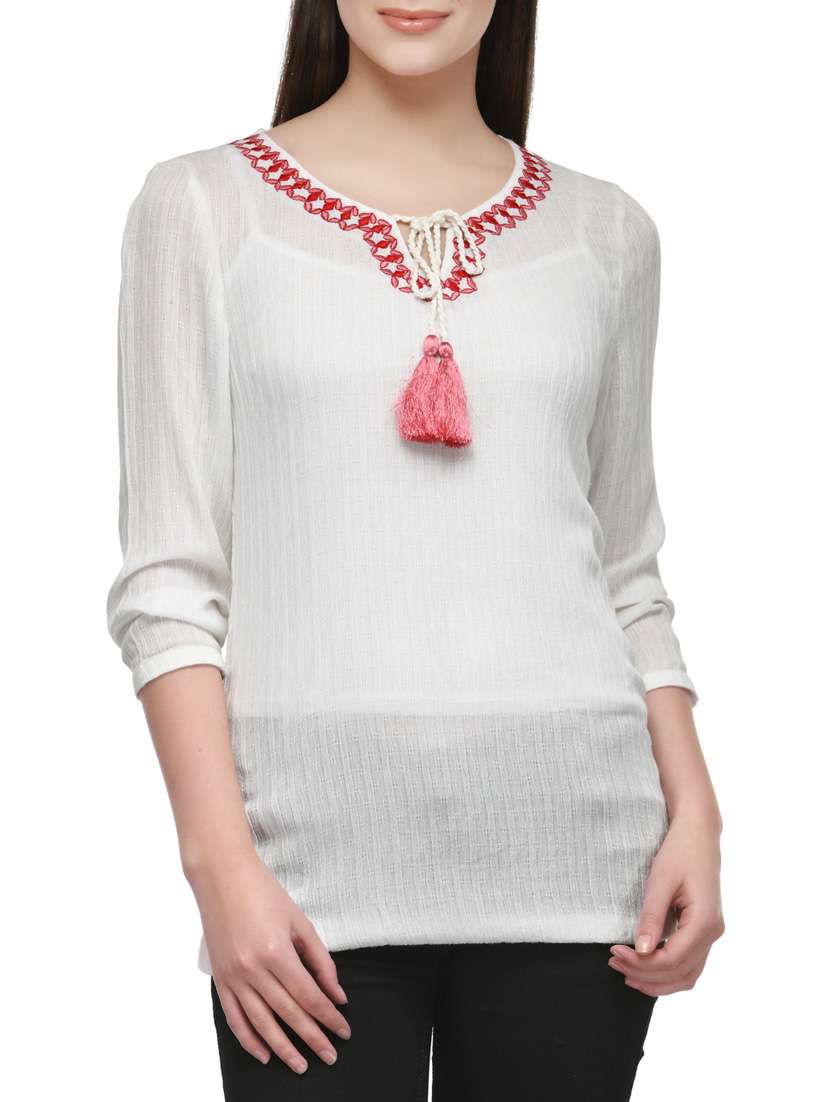 white viscose regular top