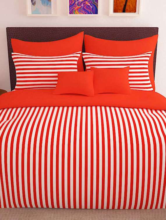 152 tc 100% cotton red  1 double bedsheet with 2 pillow cover