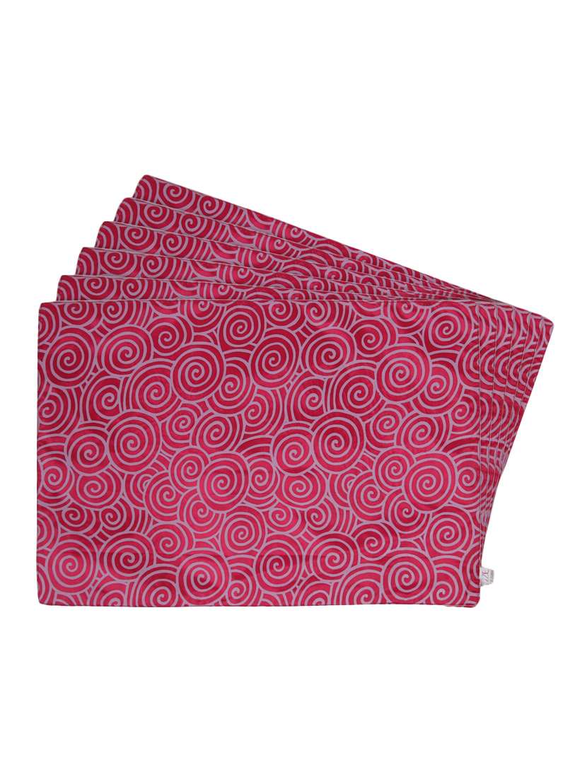 pink printed reversible placemats for dining table - unique designs both sides - set of 6 - 12590060 - Zoom Image - 0