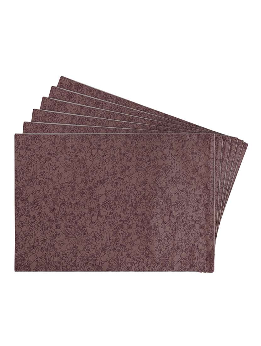 beige printed reversible placemats for dining table - unique designs both sides - set of 6