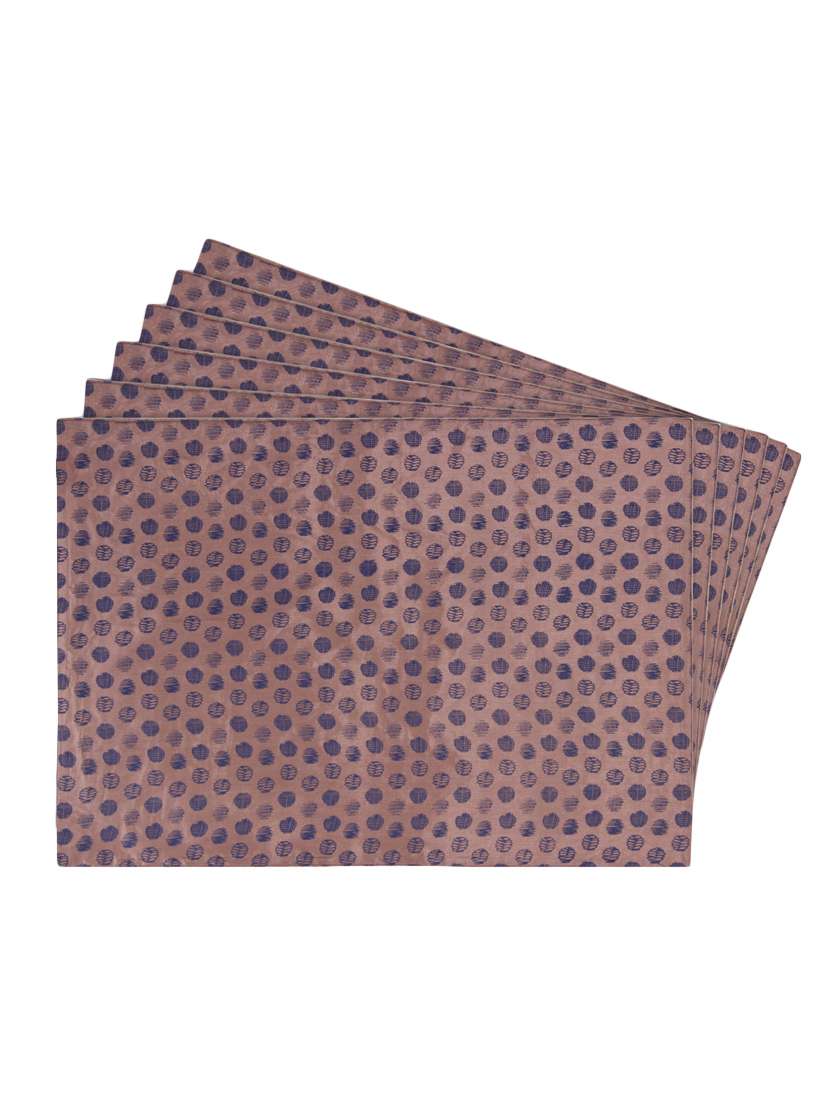 beige printed reversible placemats for dining table - unique designs both sides - set of 6