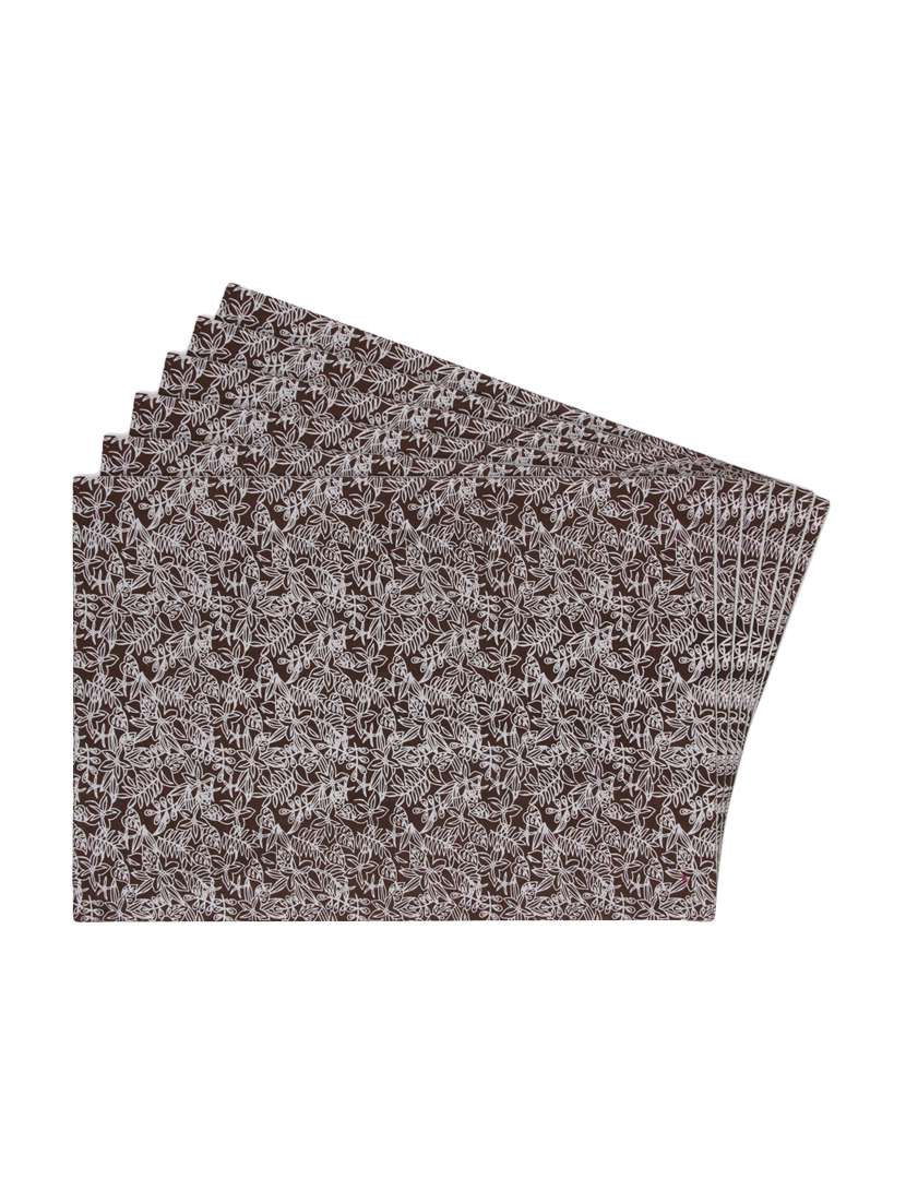 brown printed reversible placemats for dining table - unique designs both sides - set of 6