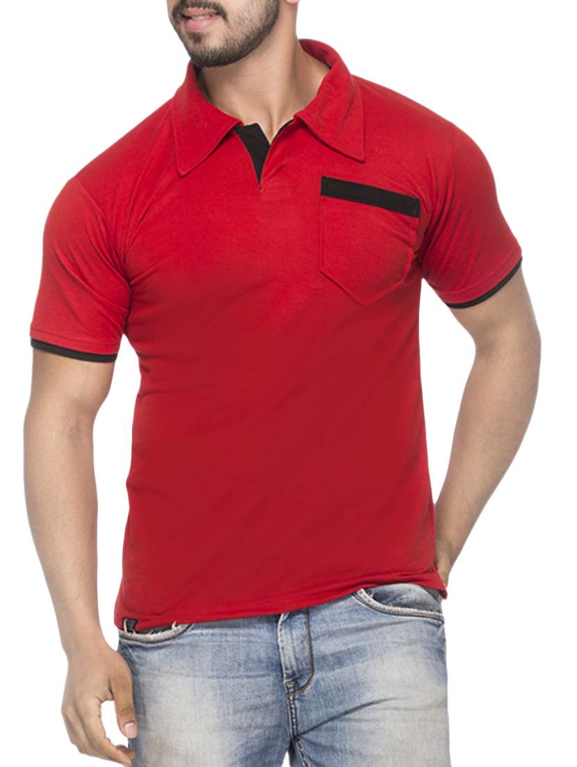 red cotton polo t-shirt