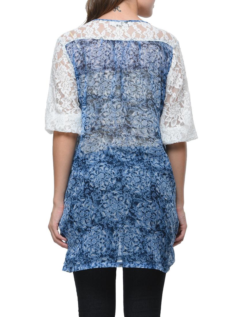 blue printed georgette regular top - 12593679 - Standard Image - 2