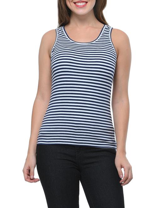 navy blue striped cotton tank tee - 12593939 - Standard Image - 0