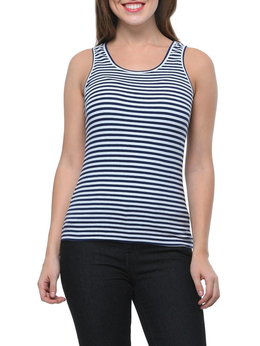 navy blue striped cotton tank tee - 12593939 - Zoom Image - 0