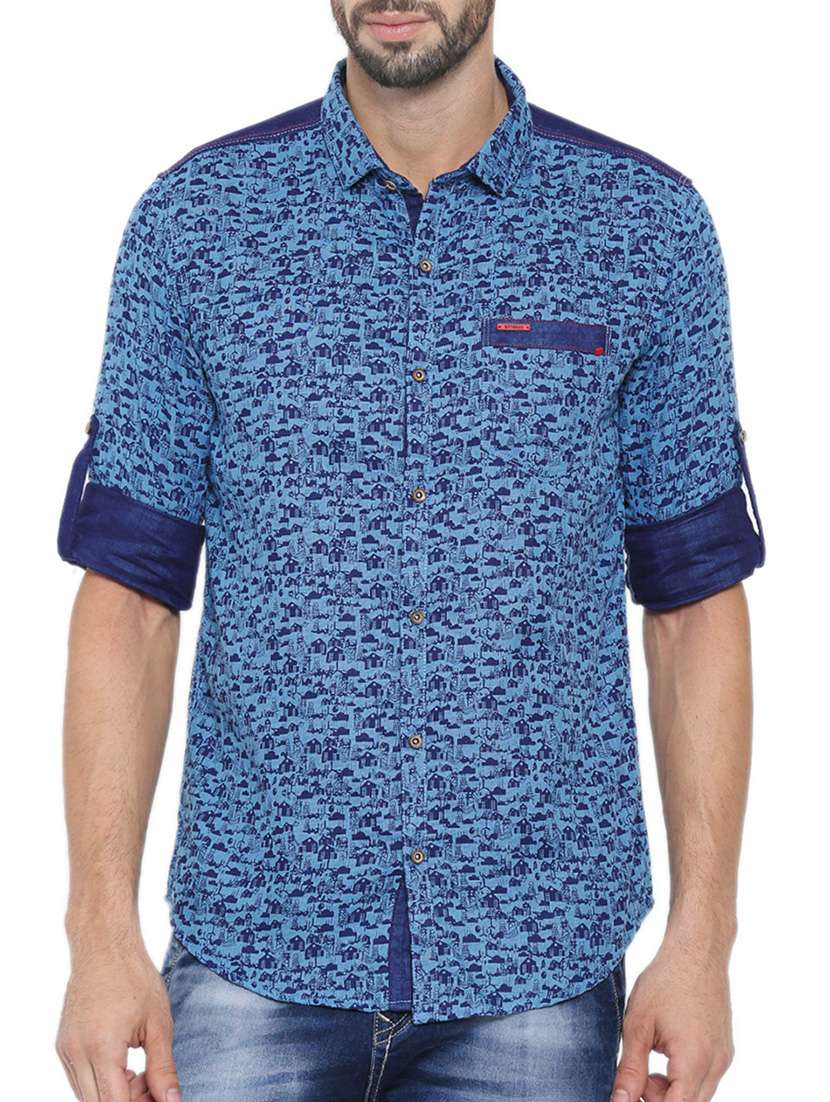 blue linen casual shirt