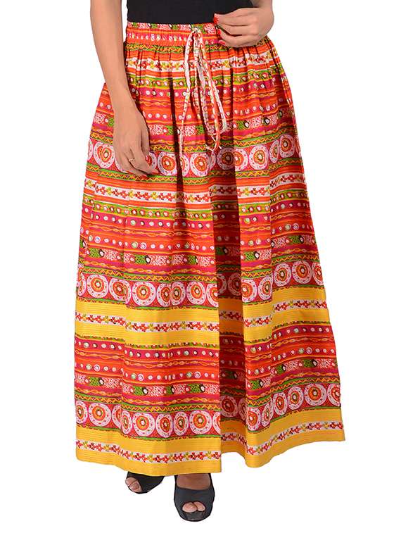 orange cotton maxi skirt