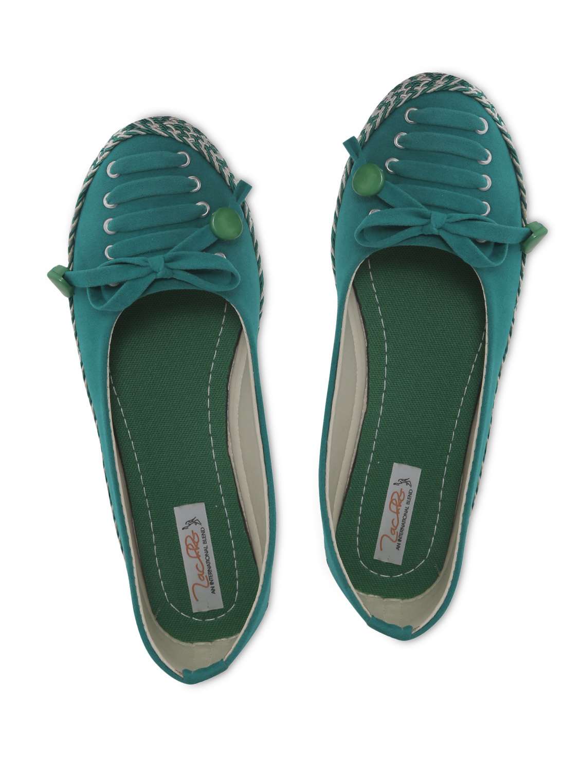 teal velvet lace-up ballerina