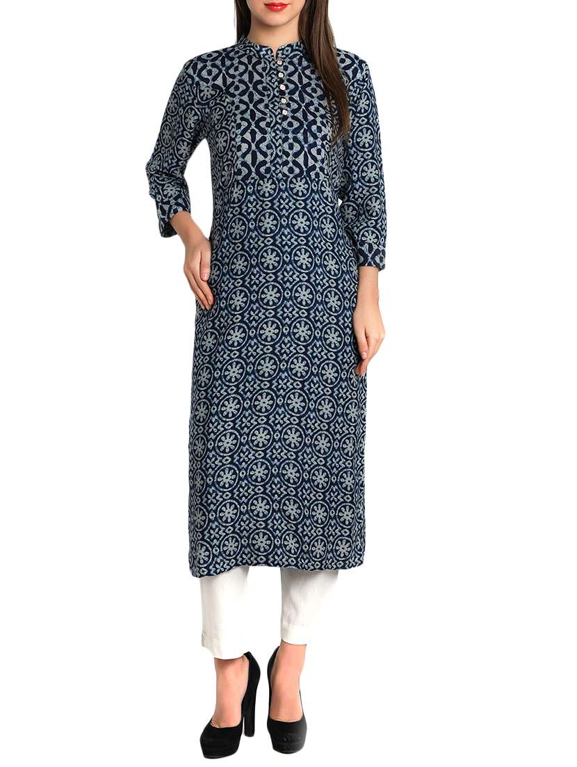 blue viscose straight kurta