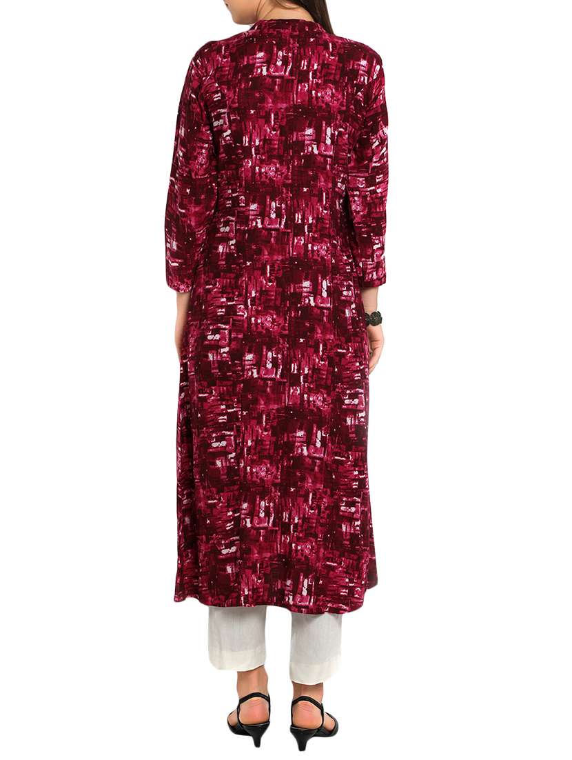 printed a-line kurta - 12648395 -  Standard Image - 2