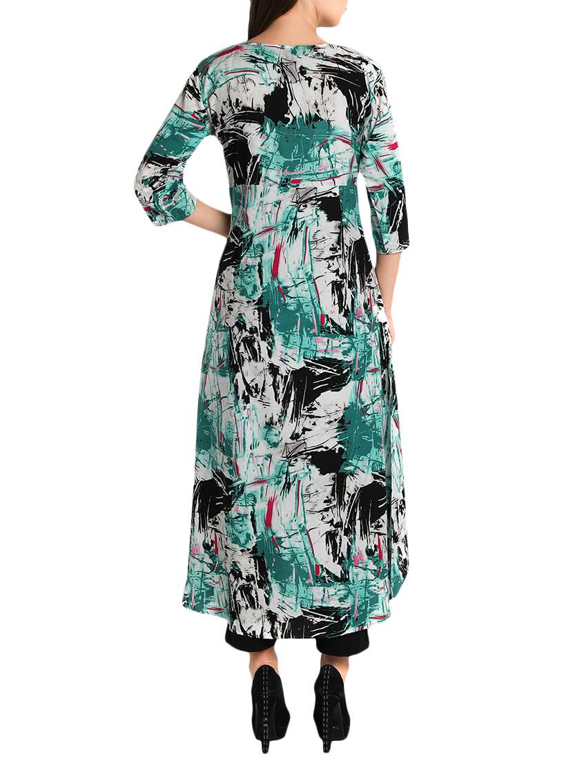 printed high-low kurta - 12648399 -  Standard Image - 2