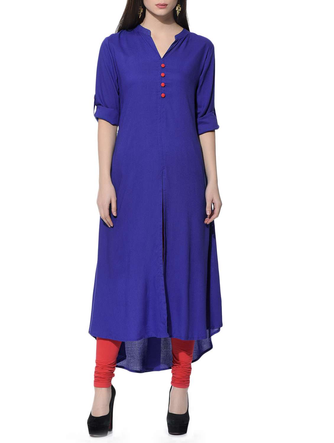 high low solid kurta