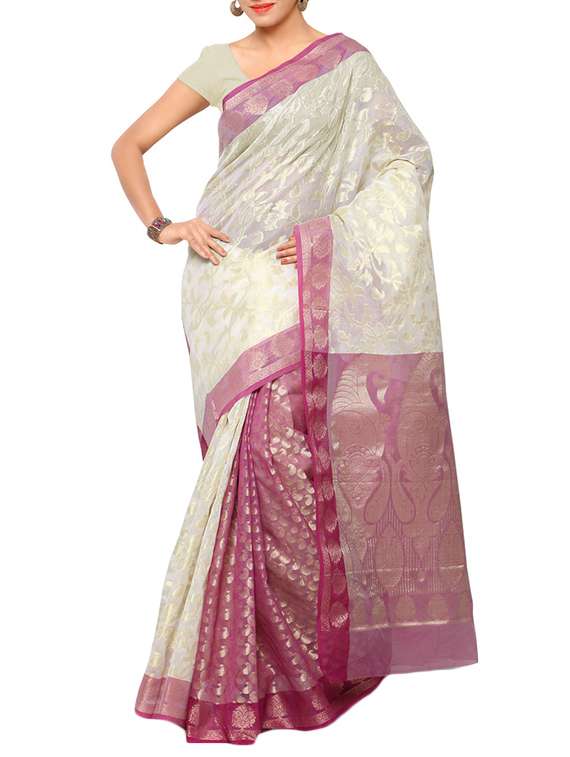 white color saree with blouse