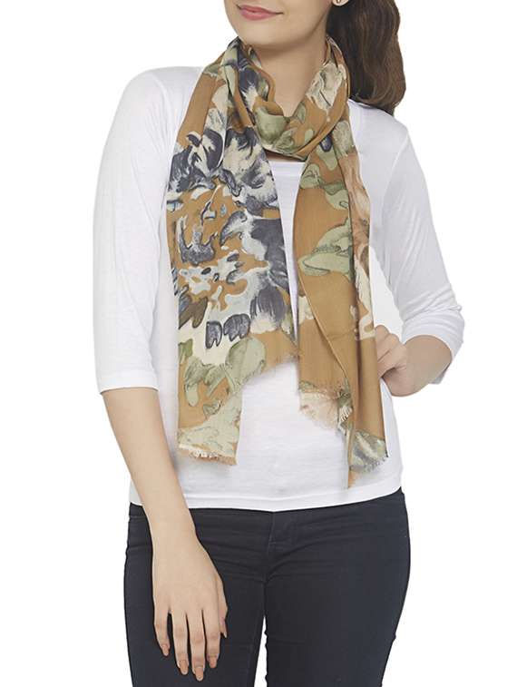 brown viscose scarf - 12757329 -  Zoom Image - 0