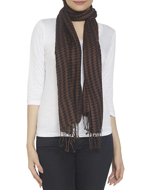 brown viscose scarf - 12757331 -  Zoom Image - 0