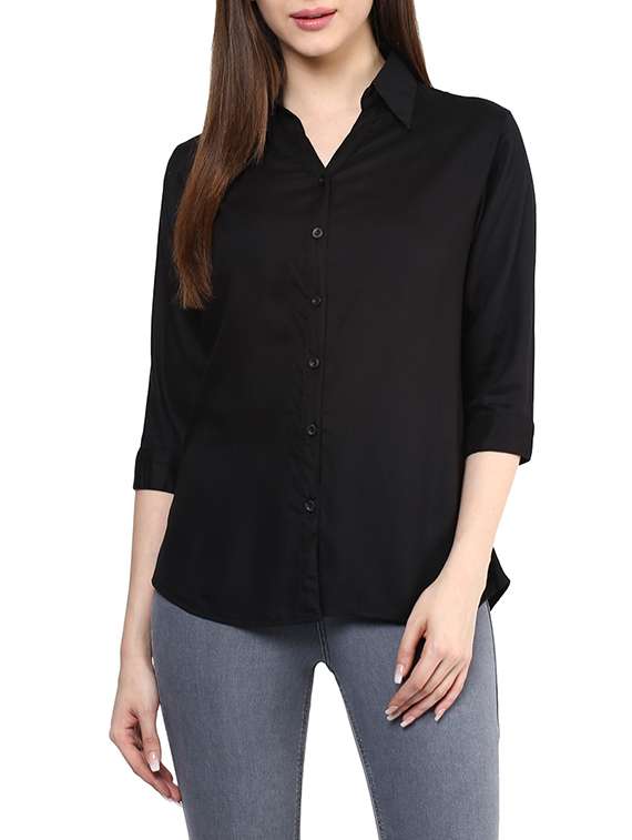 curved hem solid shirt