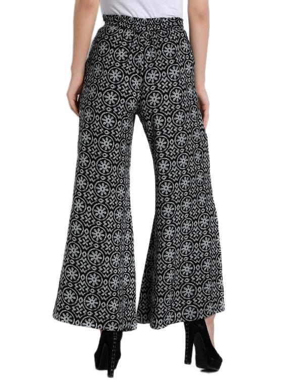 black printed rayon palazzo - 12773762 - Standard Image - 2