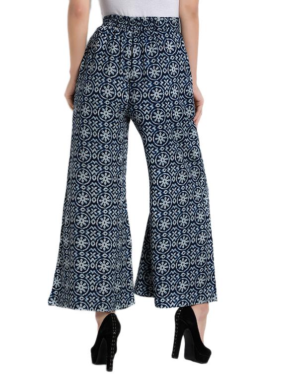 navy blue printed rayon palazzo - 12773763 - Standard Image - 2