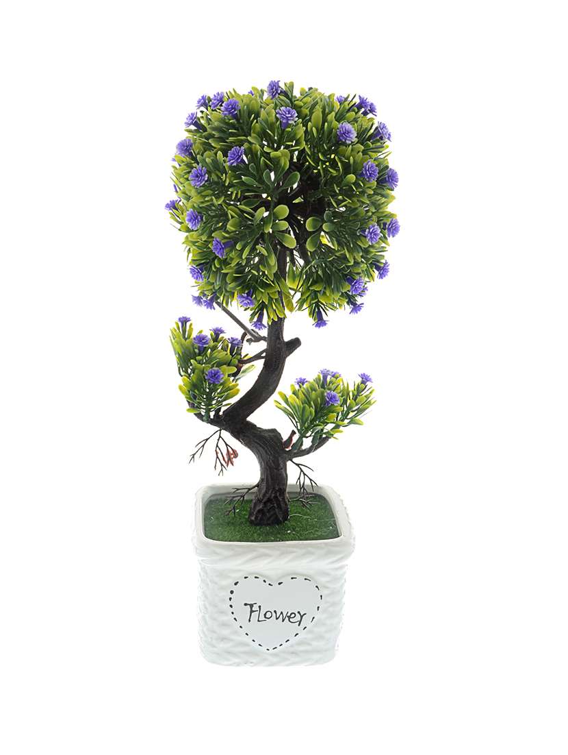 the ethnic wears handcrafted blue artificial flowers with ceramic vase