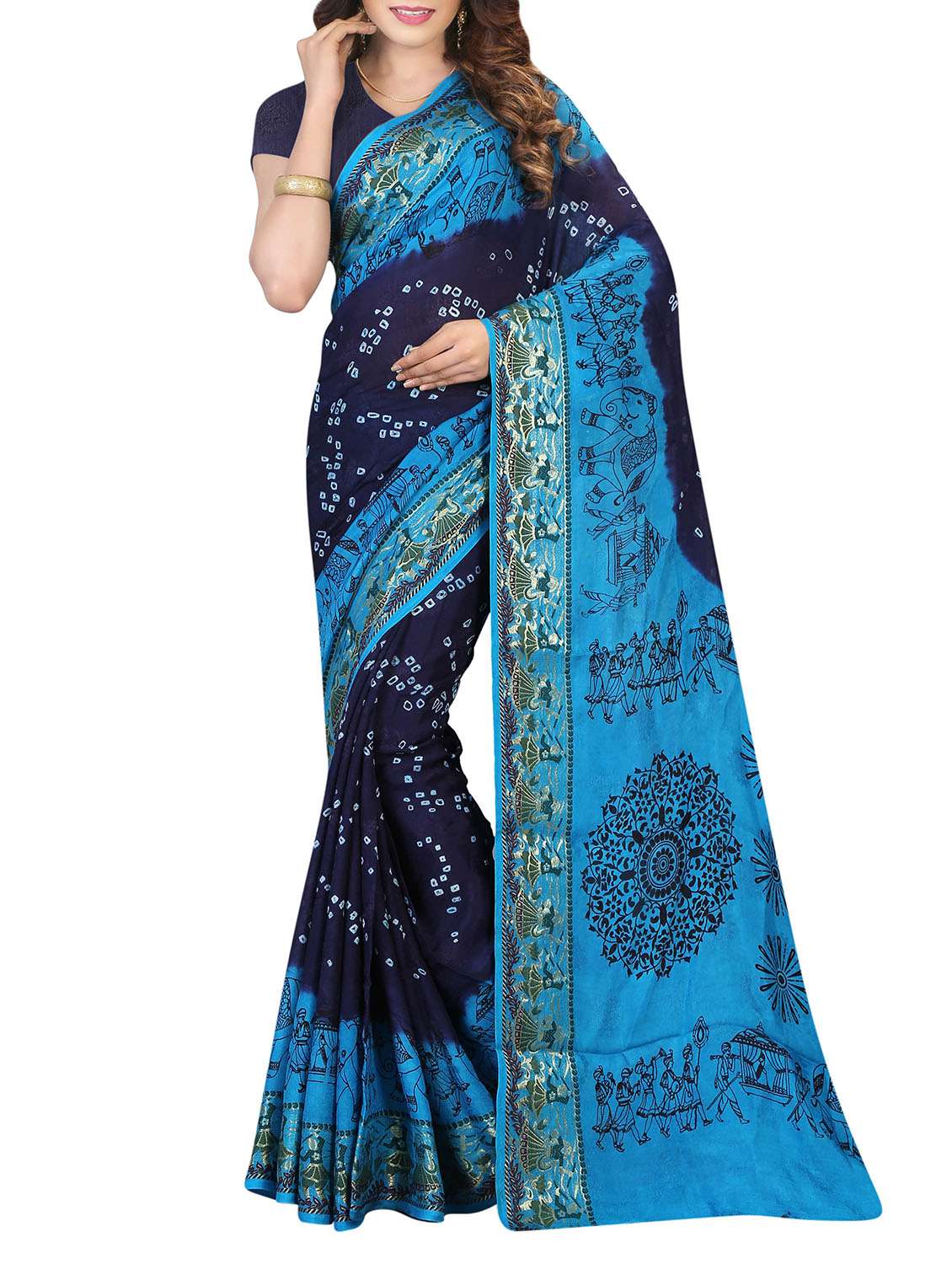 multi art silk bandhani saree