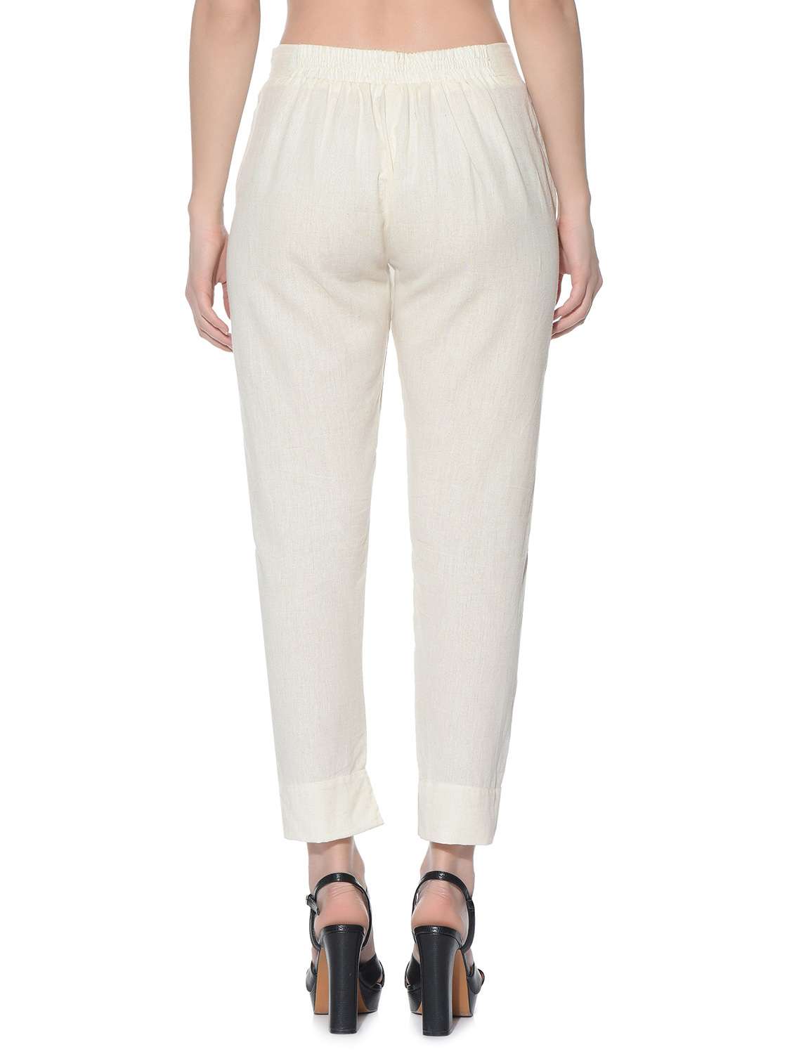 women solid pleated cigarette pants - 12779107 - Standard Image - 2