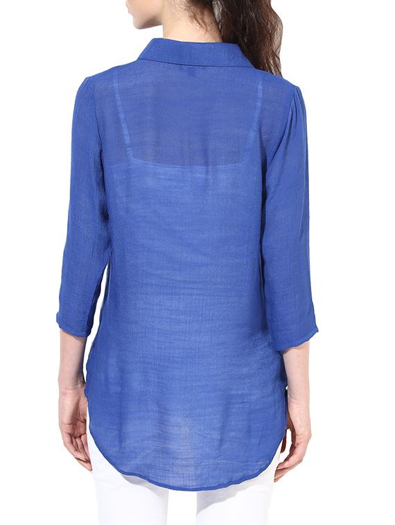 blue viscose high low blouse - 1278327 - Standard Image - 2