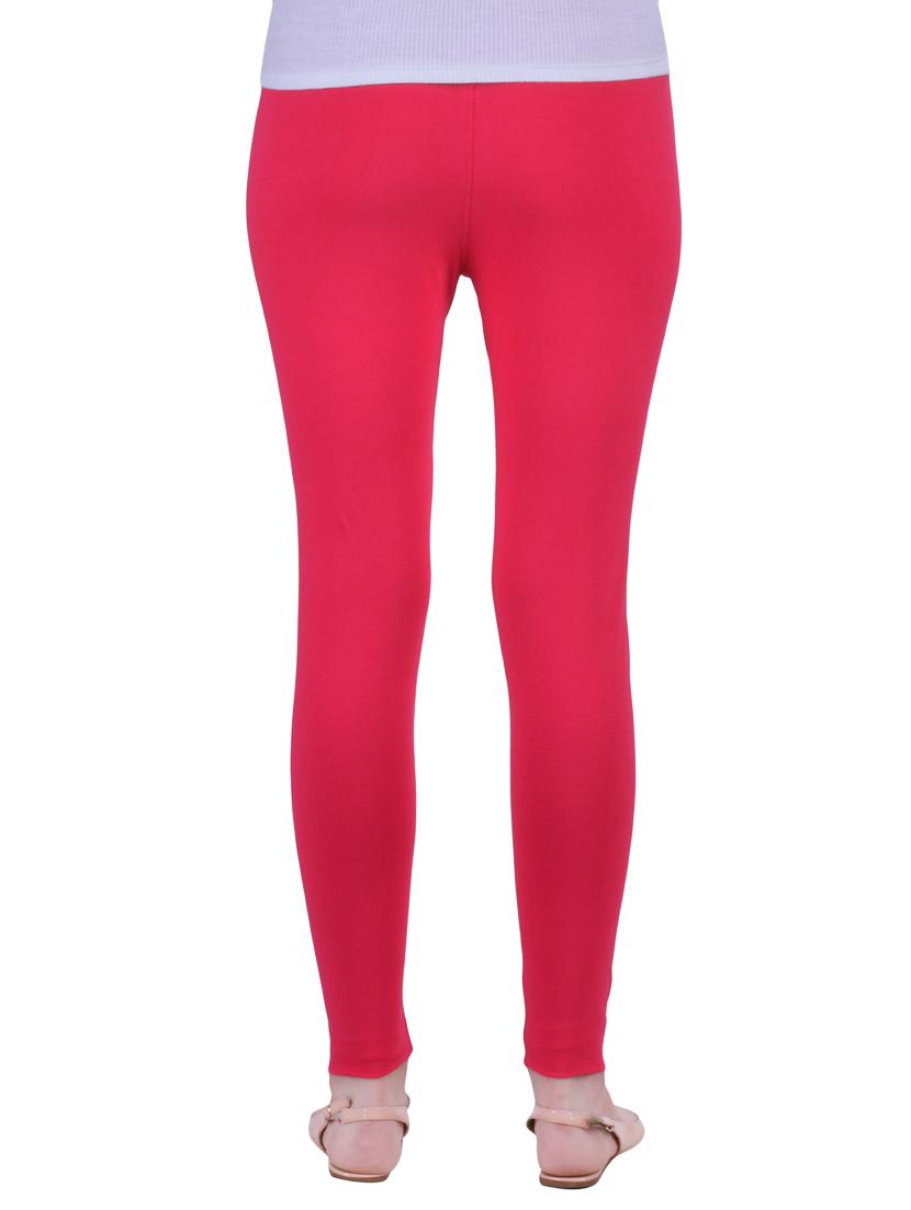 pink cotton lycra ankle length legging - 12786066 - Standard Image - 2