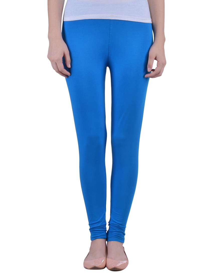 blue cotton lycra ankle length legging