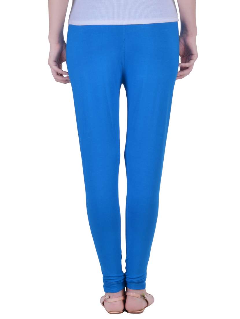 blue cotton lycra ankle length legging - 12786067 - Standard Image - 2