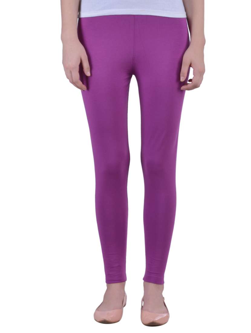 purple cotton lycra ankle length legging