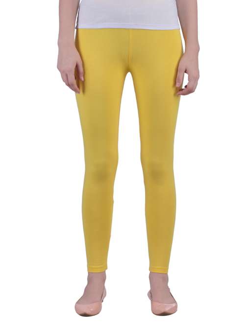 yellow cotton lycra ankle length legging - 12786075 -  Standard Image - 0