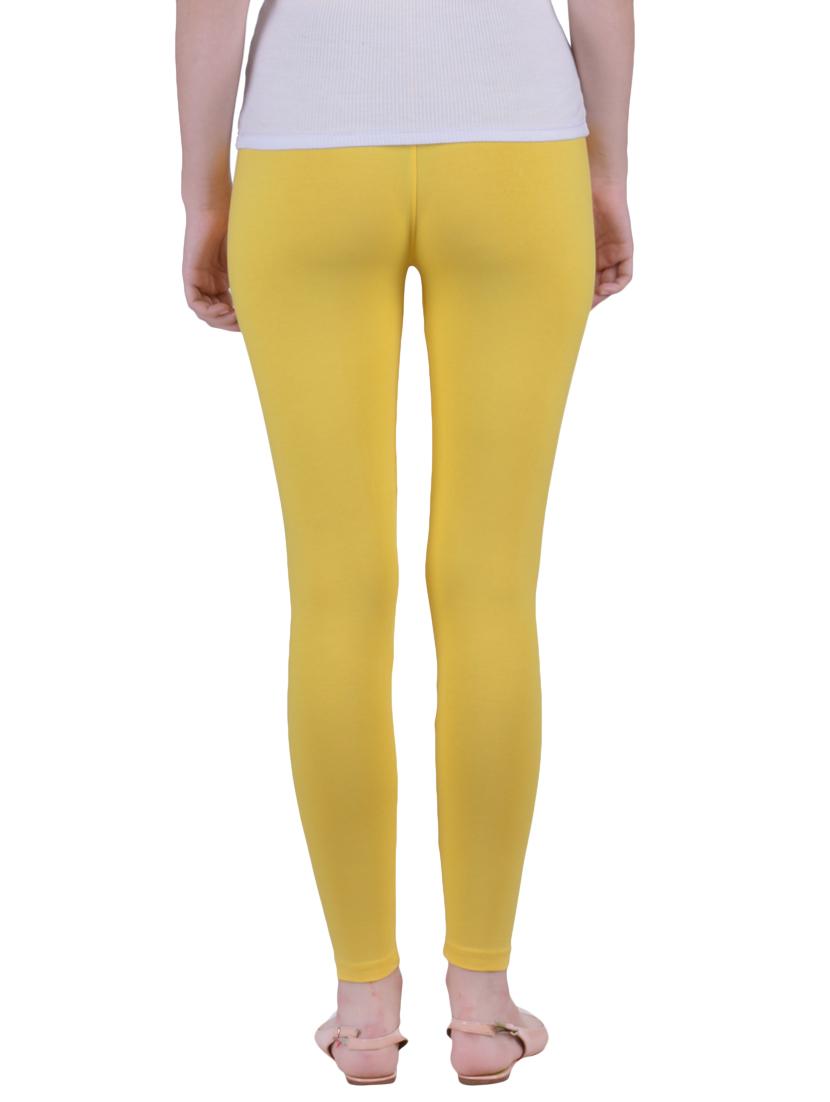 yellow cotton lycra ankle length legging - 12786075 - Standard Image - 2