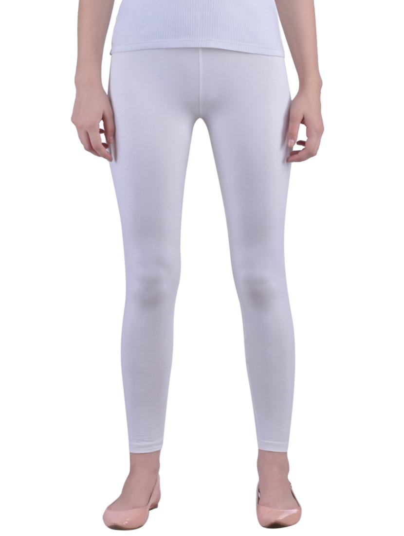 white cotton lycra ankle length legging - 12786077 -  Zoom Image - 0